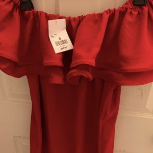 Forever 21 Red Ruffle Off the Shoulder Dress